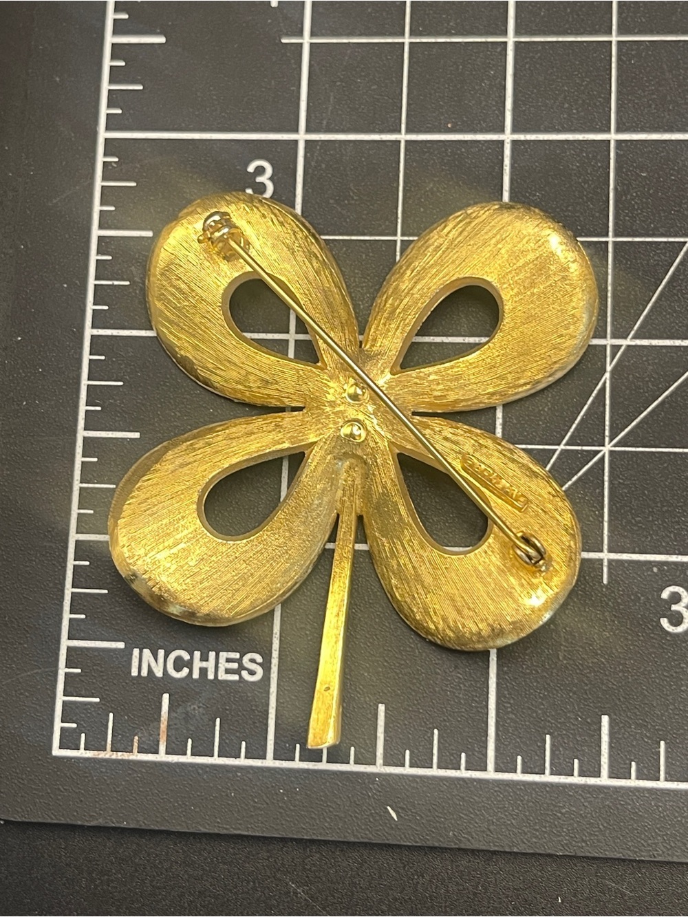 Vintage Park Lane Four Leaf Clover Brooch Two Tone Gold Silver Large Pin - Picture 2 of 12